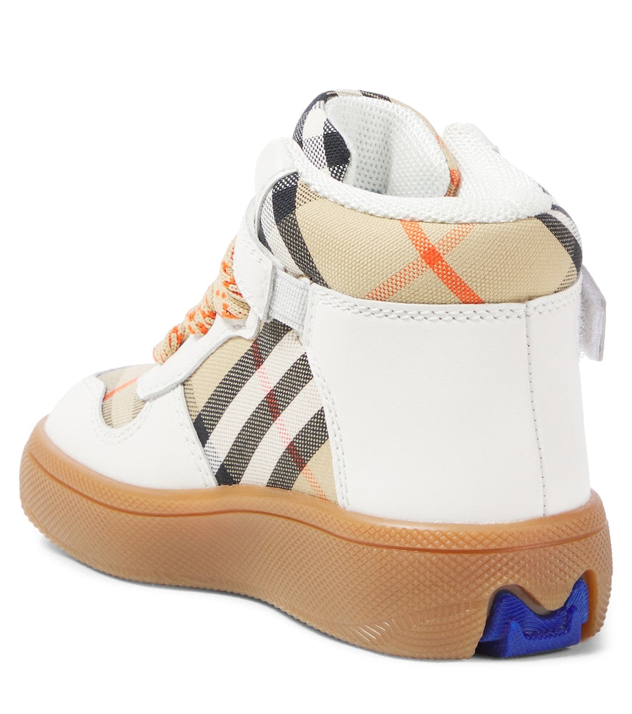 Burberry Check leather and canvas sneakers