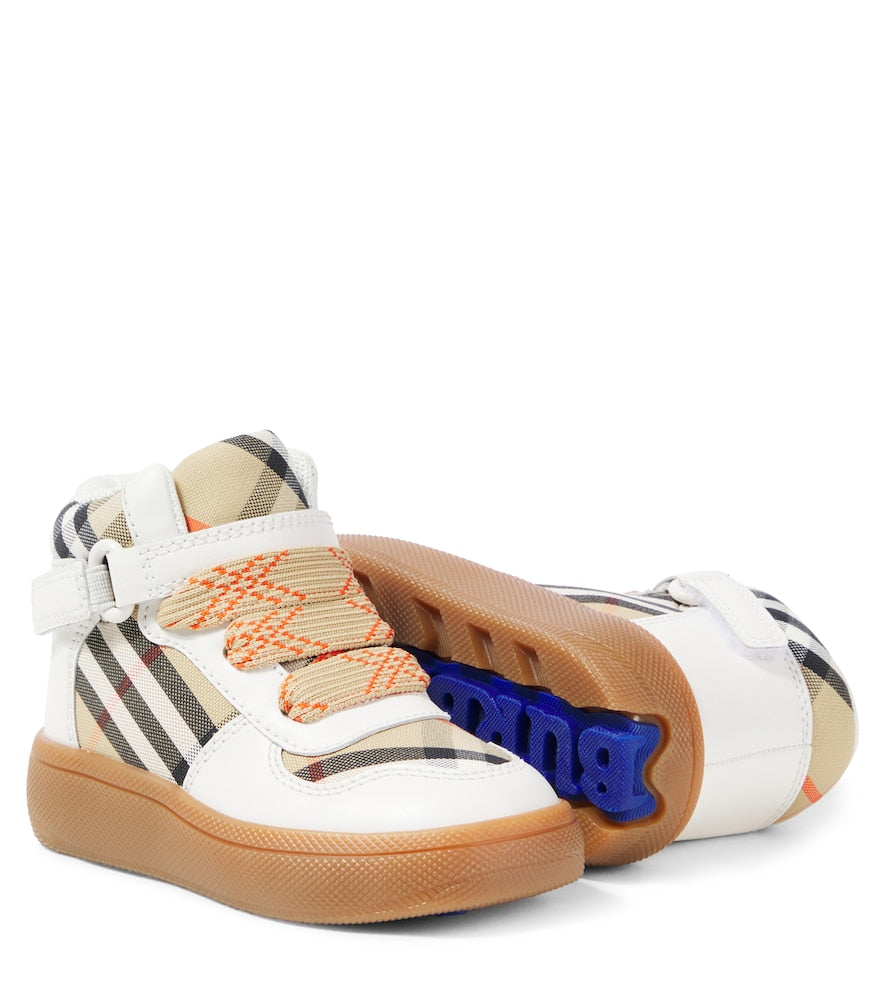 Burberry Check leather and canvas sneakers