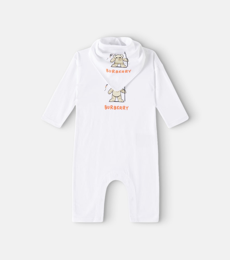 Logo cotton jersey onesie and bib set