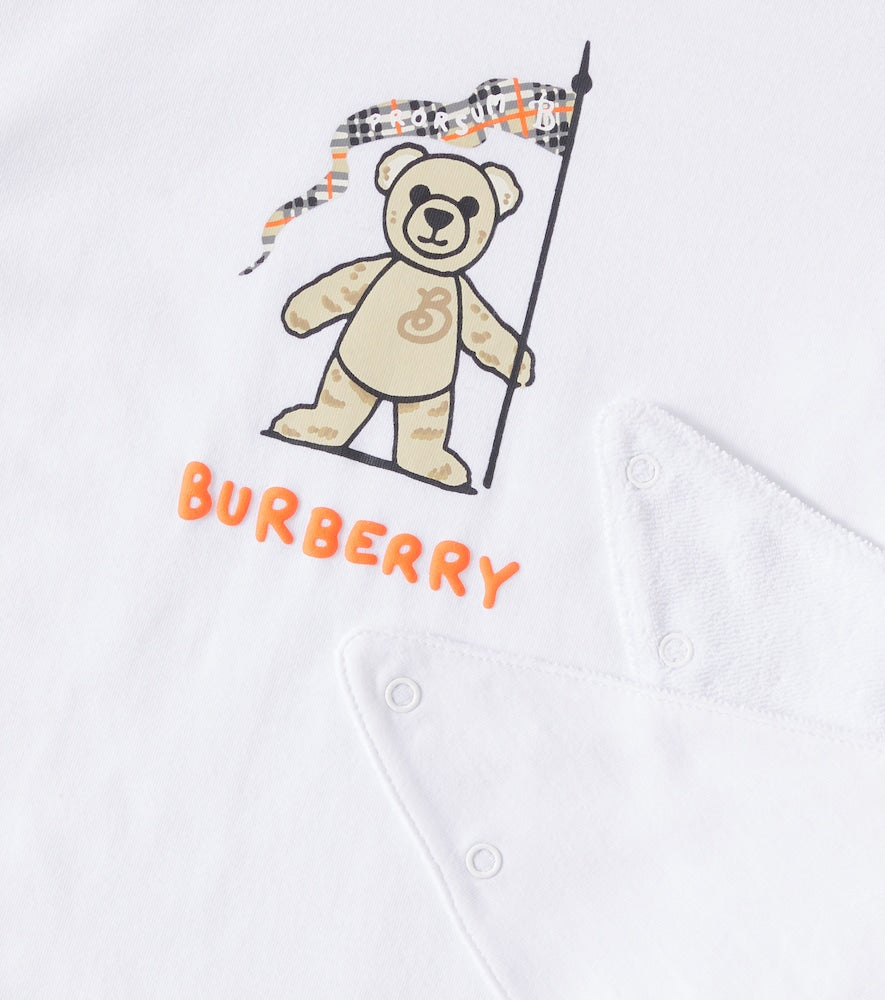 Logo cotton jersey onesie and bib set