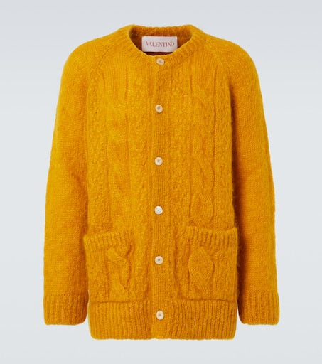 Cable-knit mohair-blend cardigan