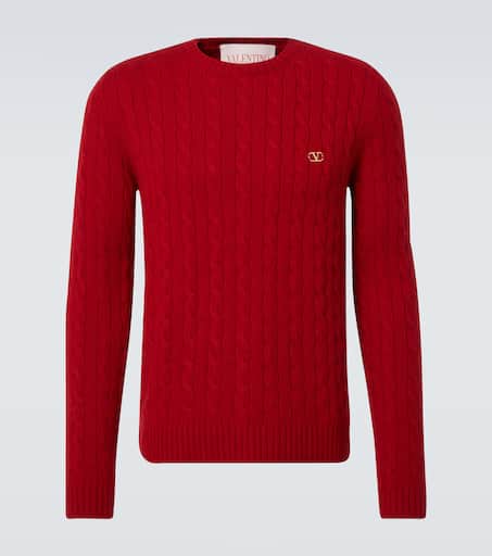 VLogo cable-knit cashmere sweater