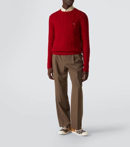 VLogo cable-knit cashmere sweater