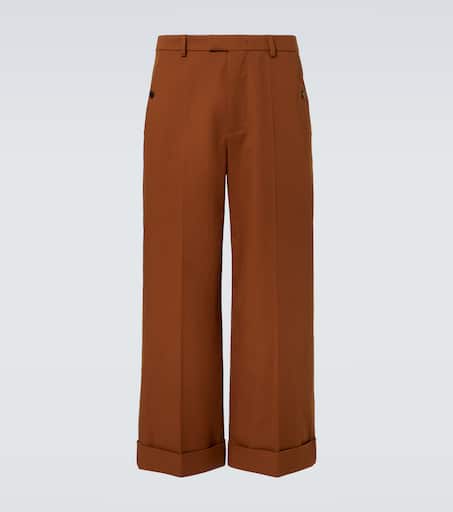 Cropped cotton gabardine wide-leg pants