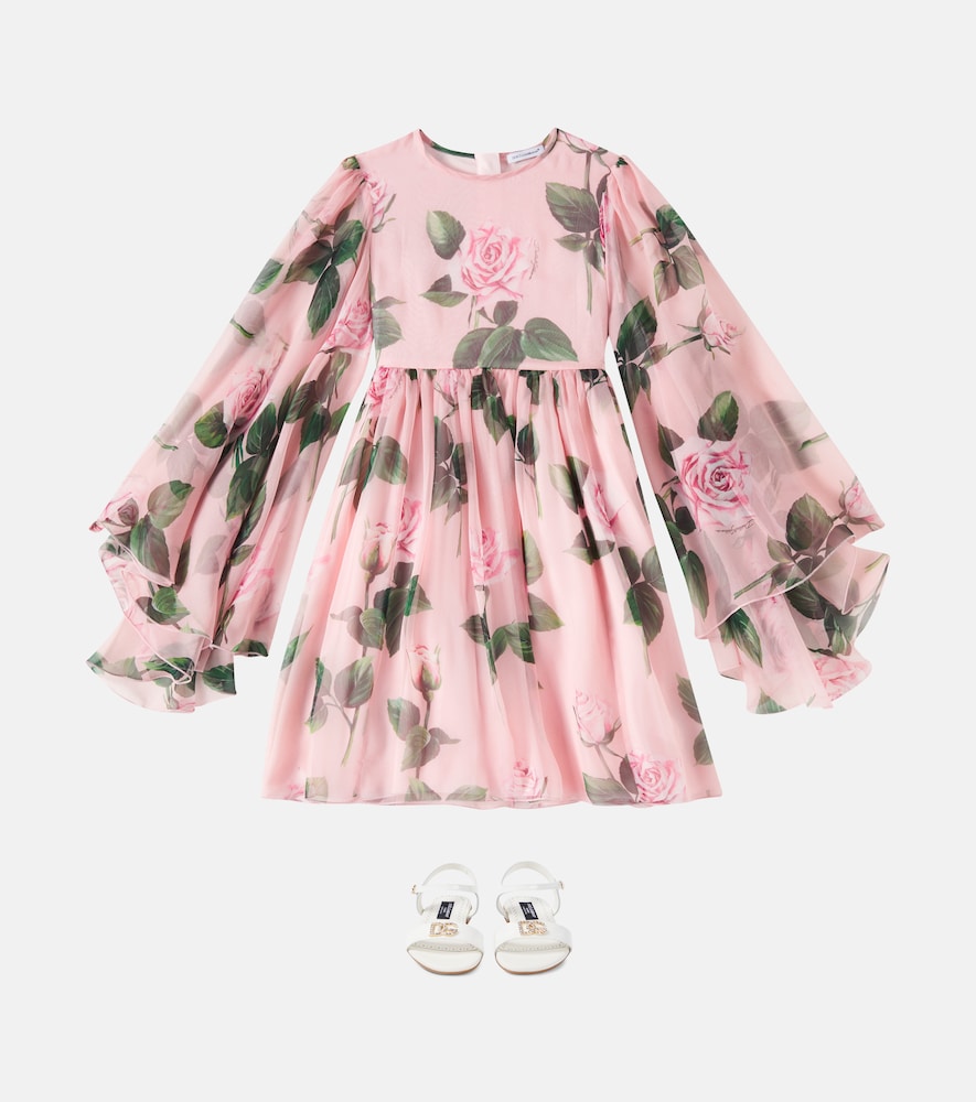 Floral silk chiffon dress