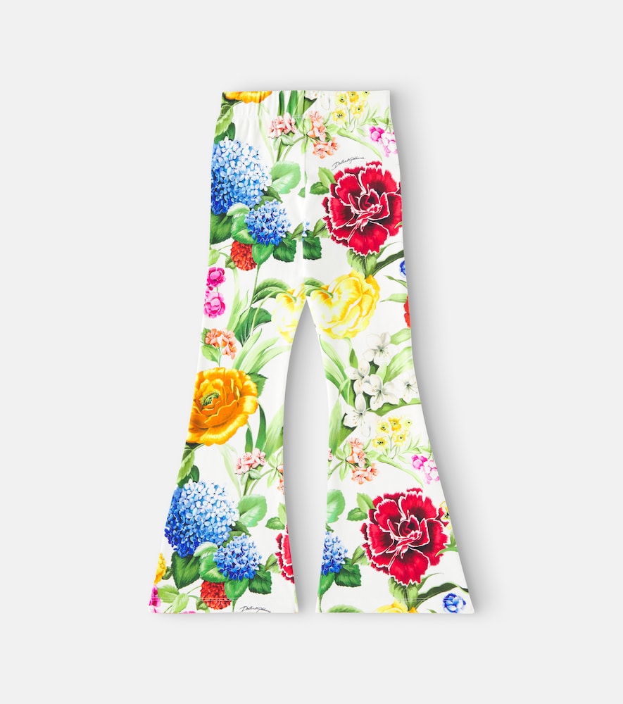 Floral cotton-blend flared pants