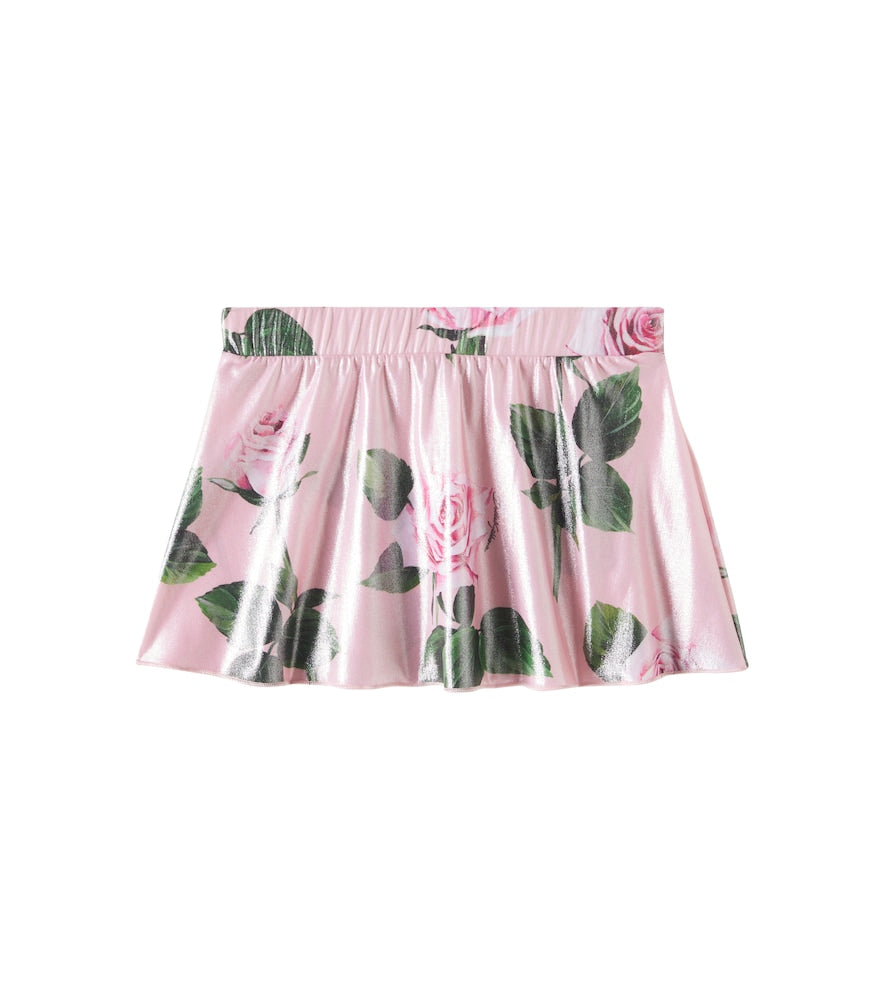Floral lamé miniskirt