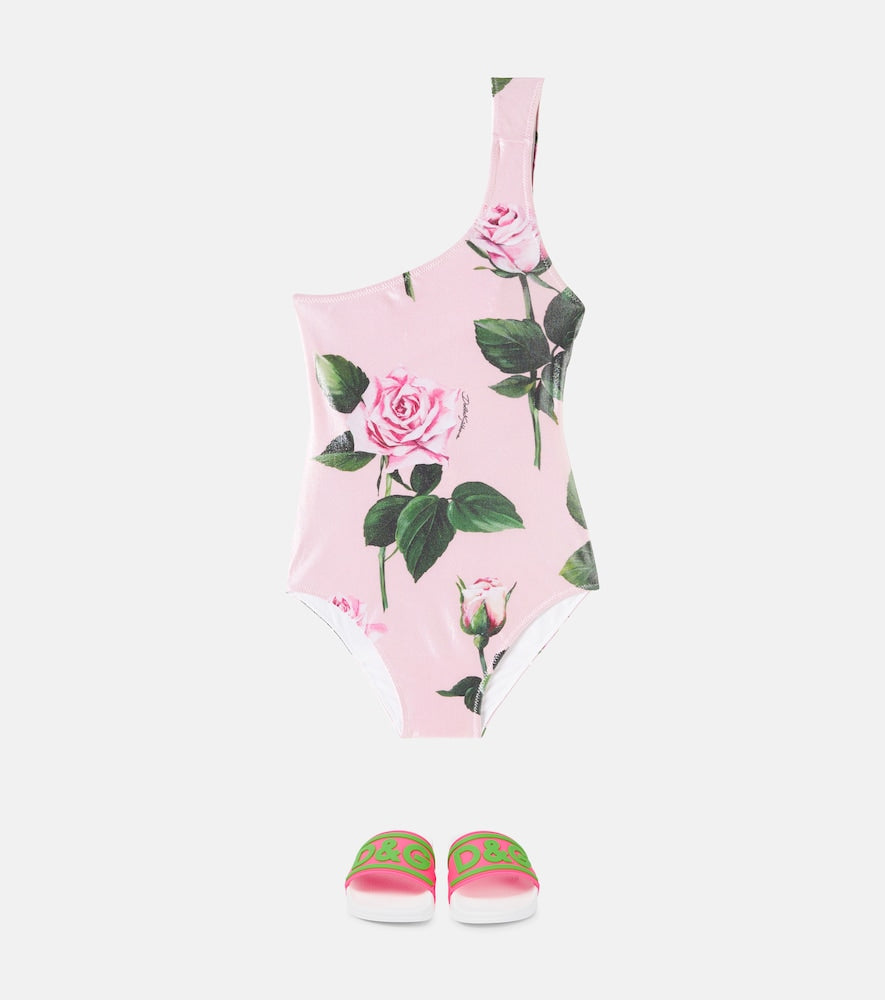 Floral one-shoulder swimsuit