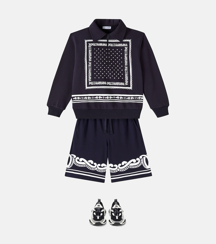 Bandana cotton piqué shorts