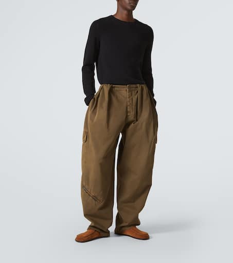 Balloon leather-trimmed cargo pants