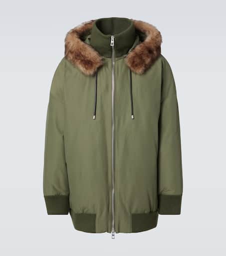Shearling-trimmed technical puffer coat
