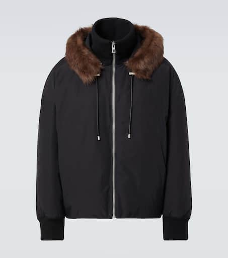 Shearling-trimmed cotton-blend jacket