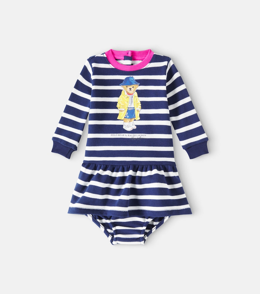 Baby striped cotton-blend dress