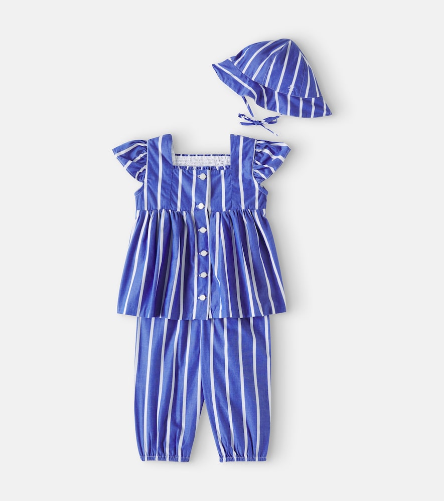 Baby cotton pants and hat set