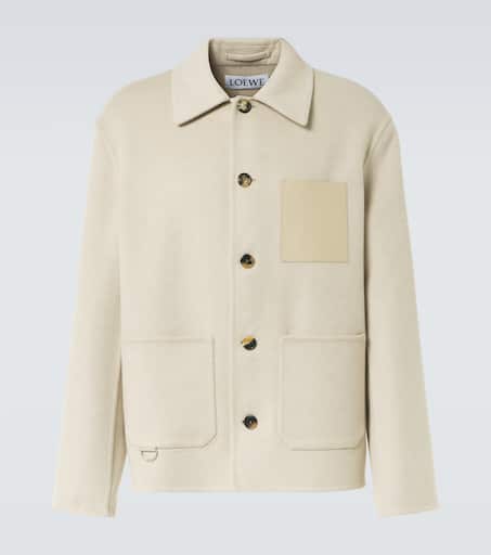 Leather-trimmed wool and cashmere jacket