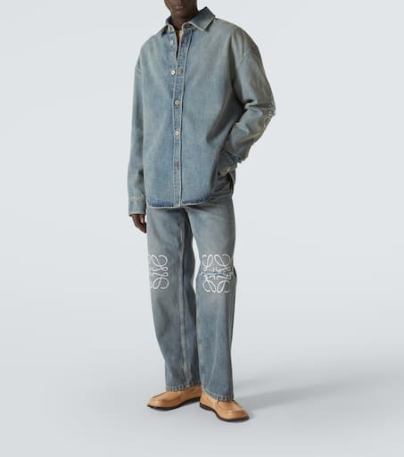 Anagram embroidered denim overshirt