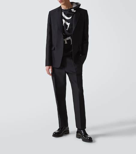 Logo draped silk twill top