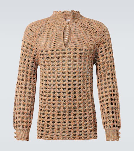 Open-knit linen and cotton sweater