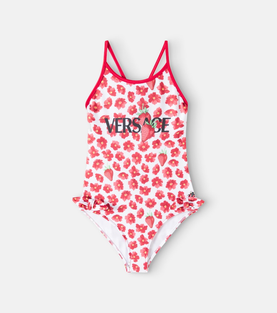 Strawberry Garden bow-detail floral swimsuit