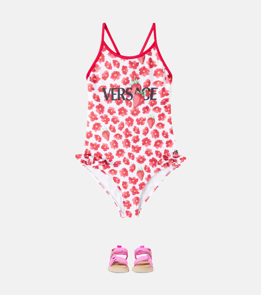 Strawberry Garden bow-detail floral swimsuit