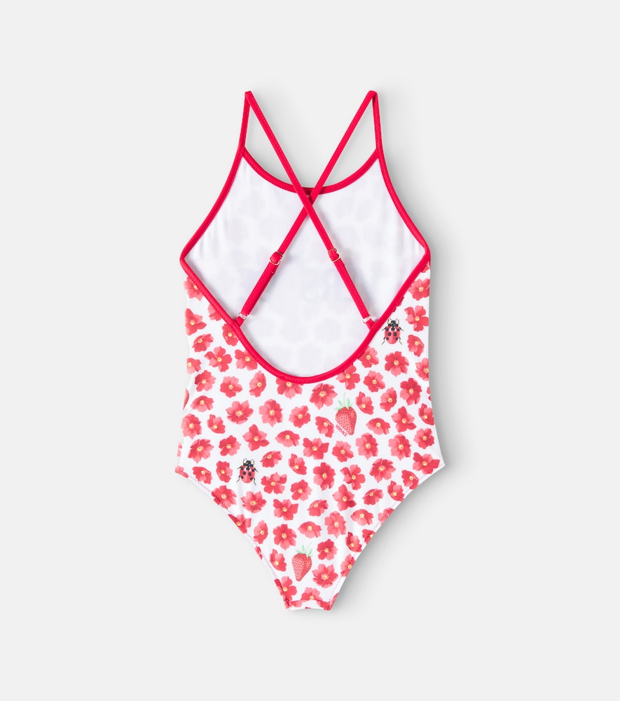 Strawberry Garden bow-detail floral swimsuit
