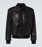 Leather bomber jacket