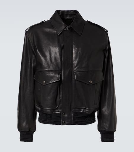 Leather bomber jacket