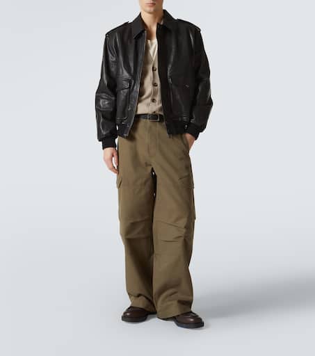 Leather bomber jacket