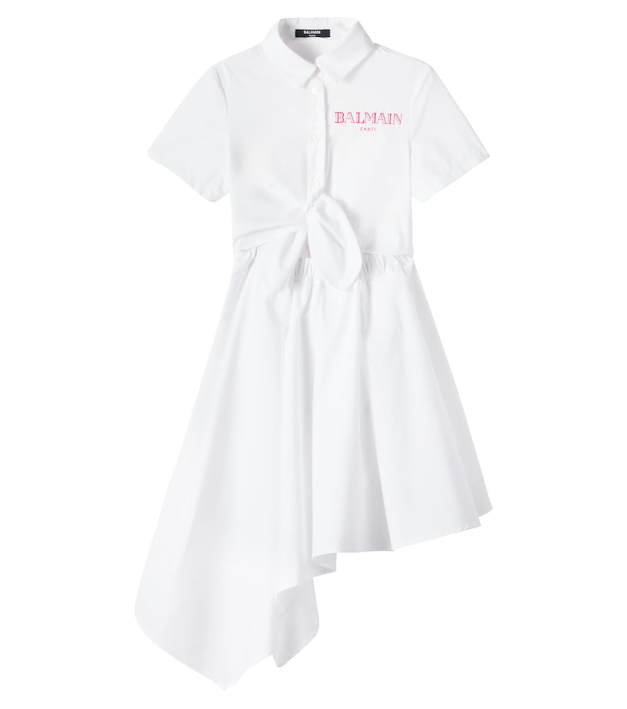 Logo asymmetric cotton shirt dress
