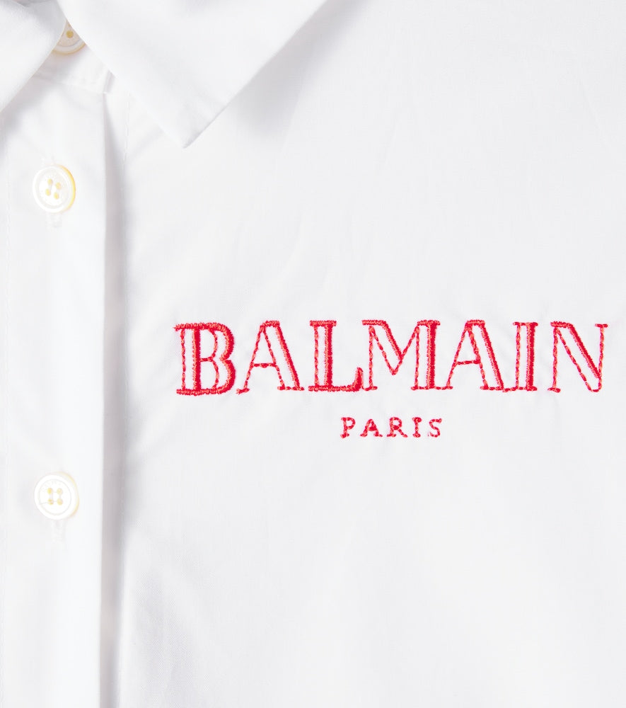 Logo asymmetric cotton shirt dress