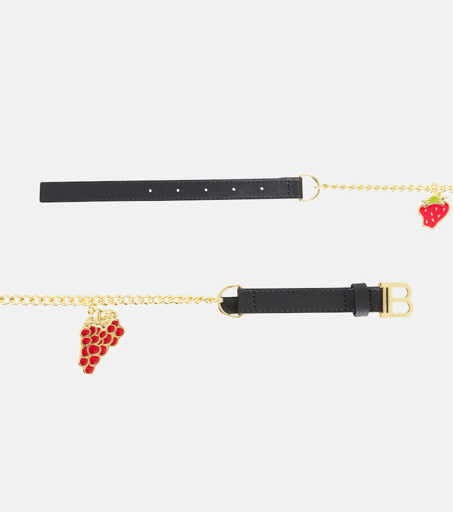 Chain-detail leather belt