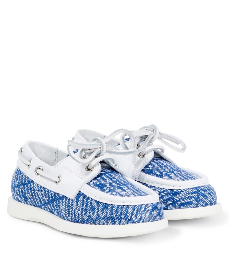 Logo leather-trimmed boat shoes