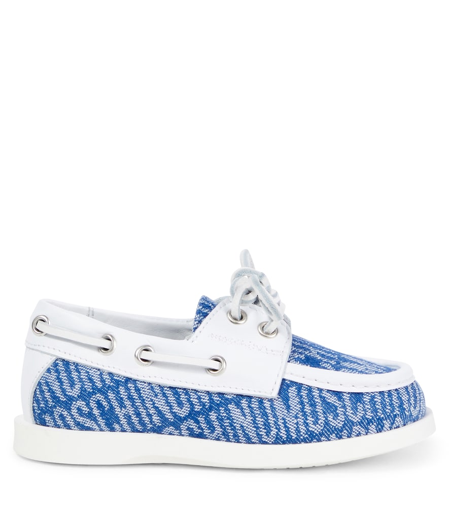 Logo leather-trimmed boat shoes