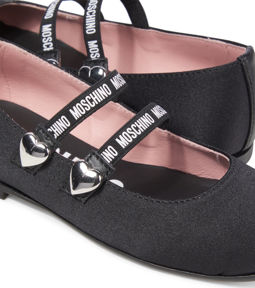 Leather-trimmed ballet flats
