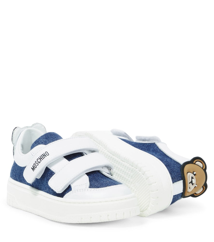 Leather-trimmed canvas sneakers