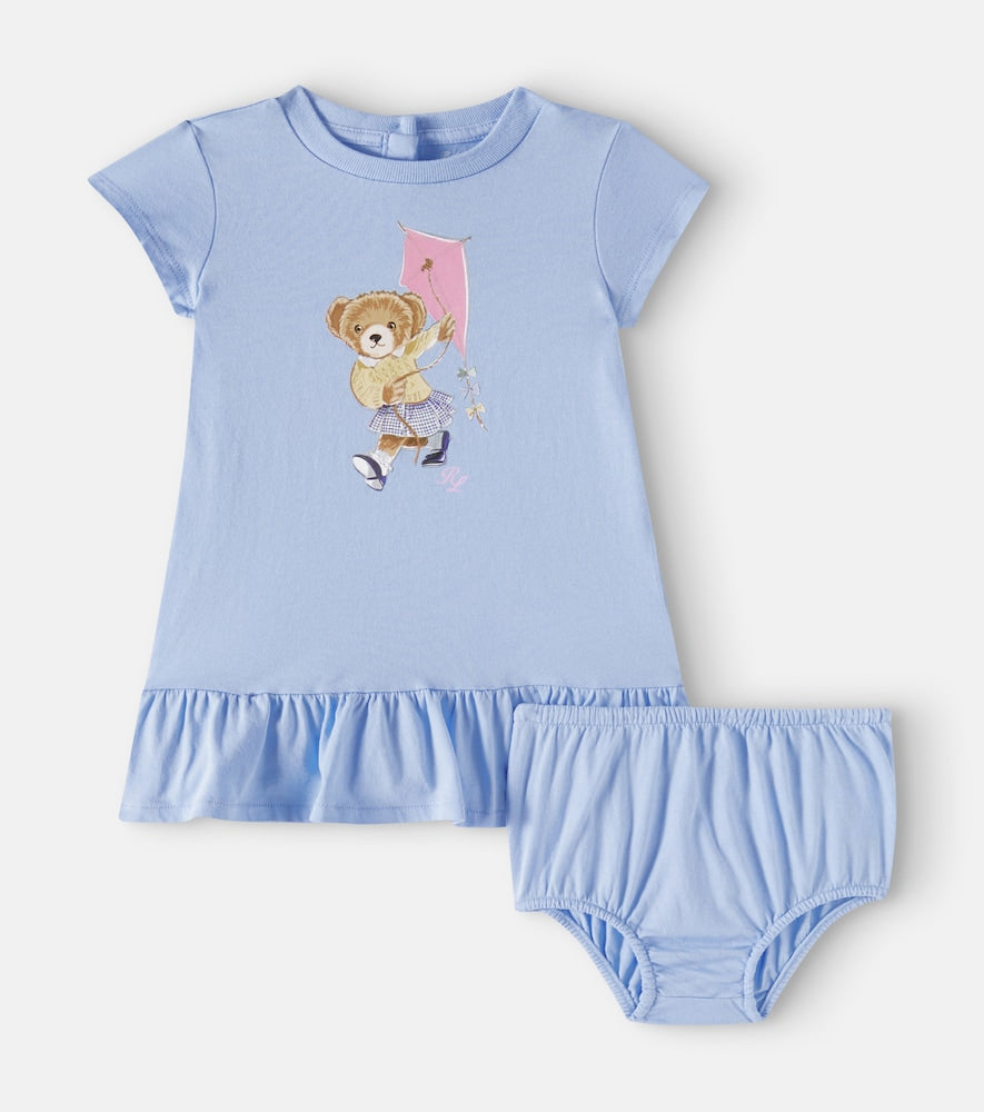 Baby Polo Bear cotton dress and bloomers set