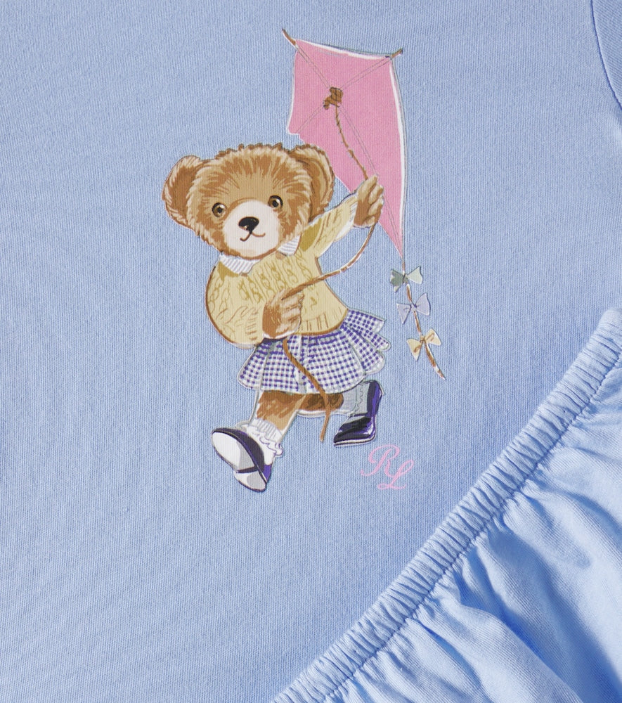 Baby Polo Bear cotton dress and bloomers set