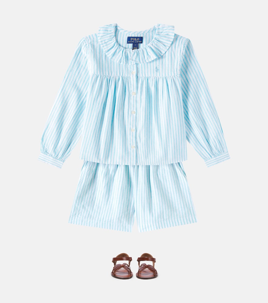 Striped linen and cotton shorts