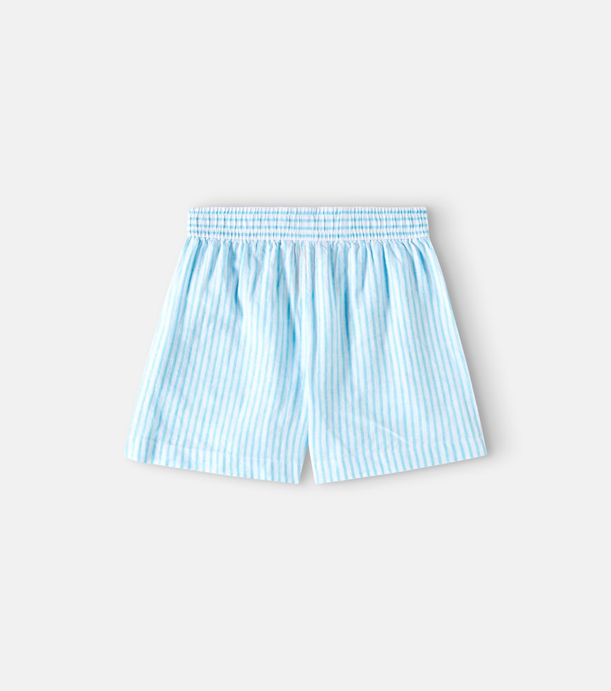 Striped linen and cotton shorts