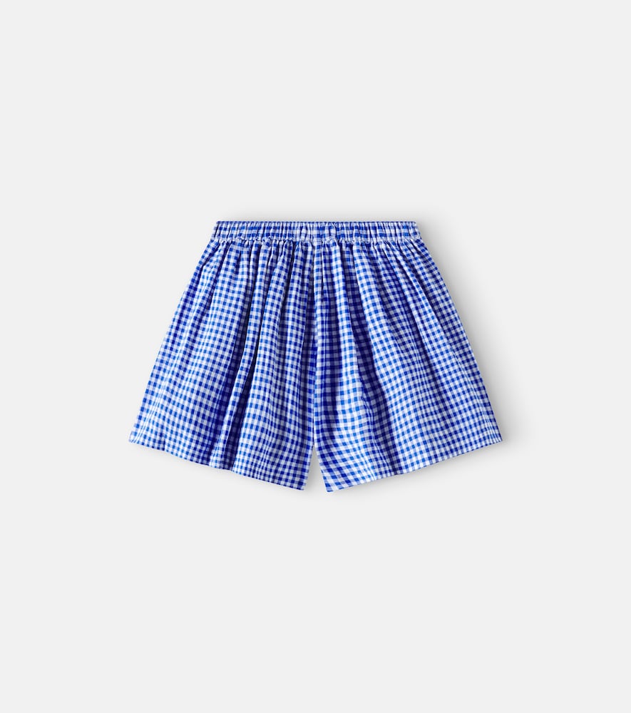 Gingham linen and cotton skort