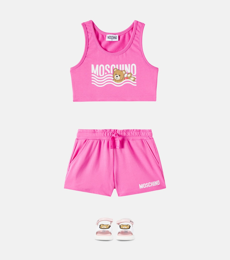 Teddy Bear cotton jersey shirt and shorts set
