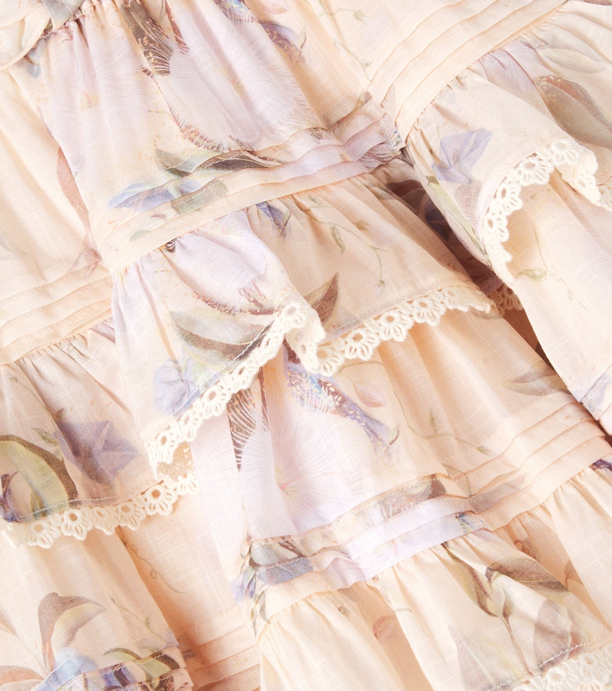 Cascadian floral tiered cotton skirt