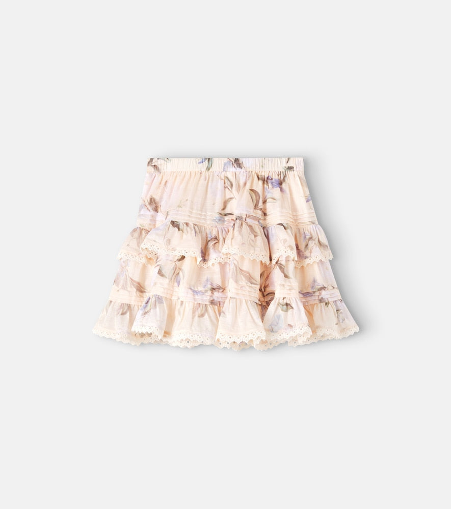 Cascadian floral tiered cotton skirt