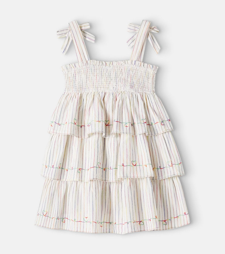 Rhiannon shirred striped cotton dress
