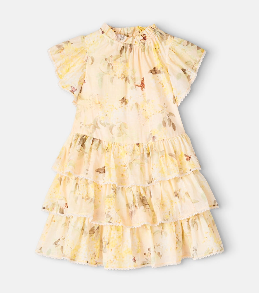 Cascadian floral tiered cotton dress