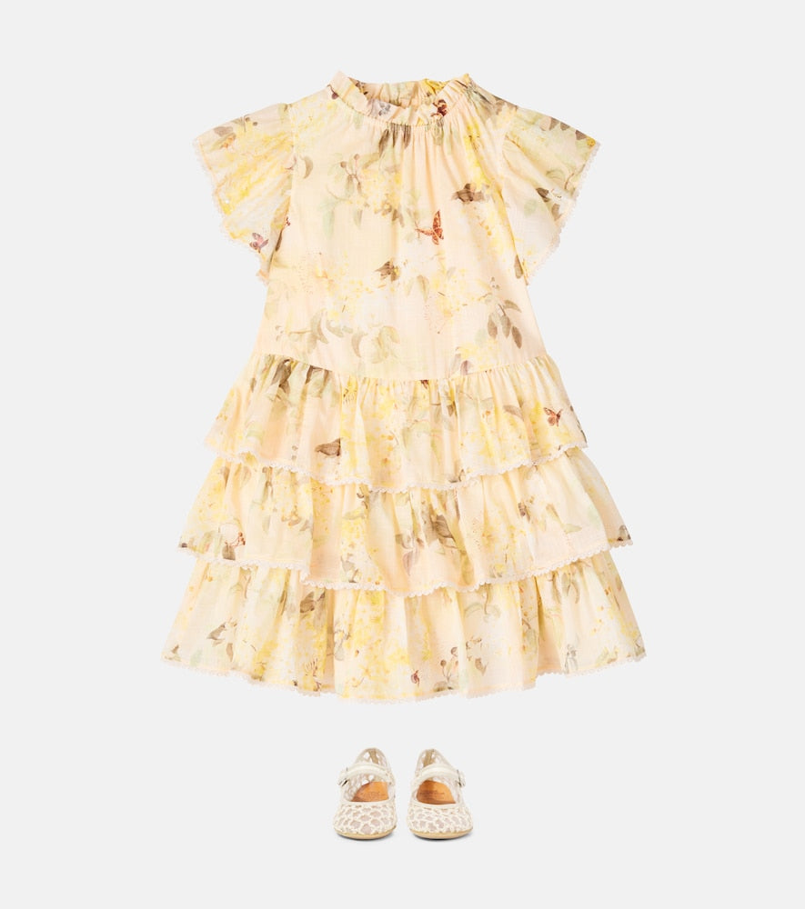 Cascadian floral tiered cotton dress