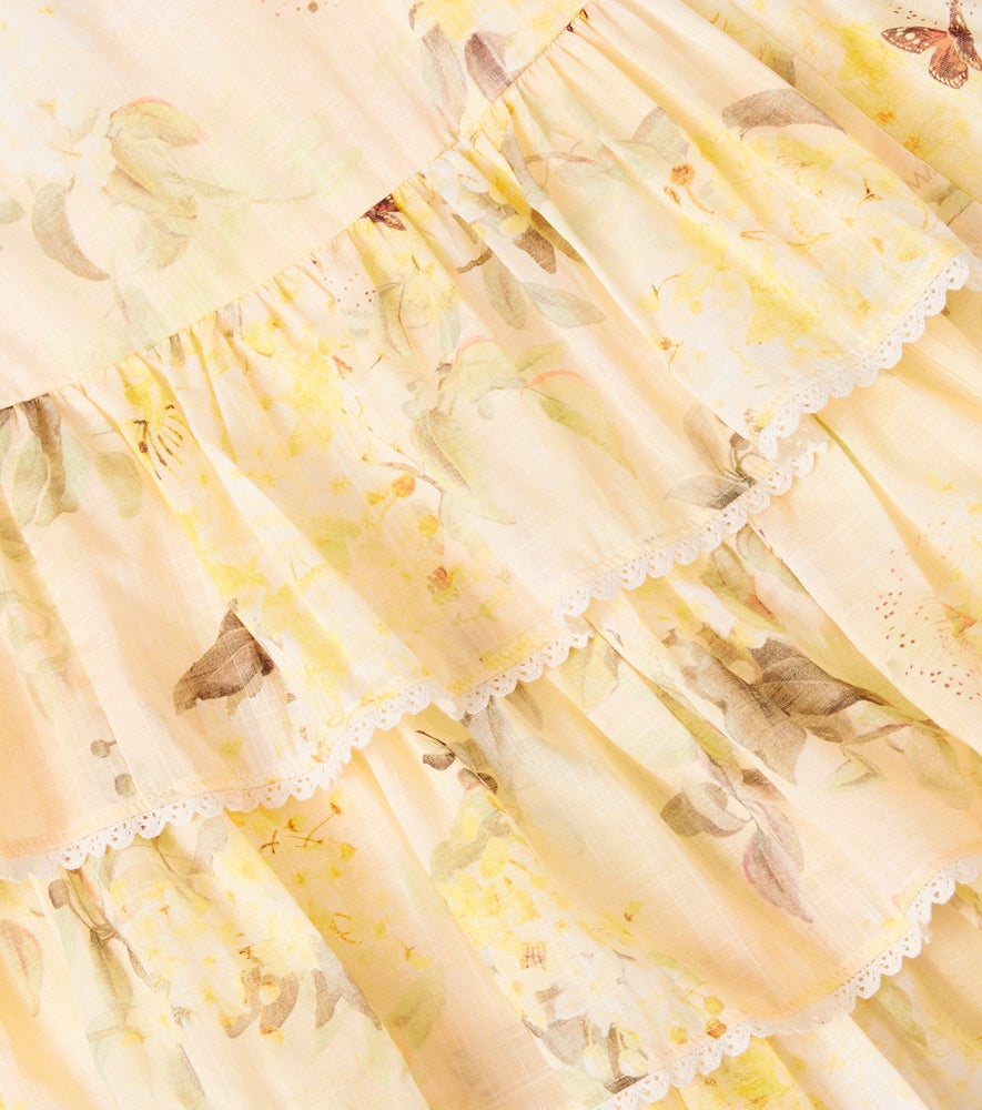 Cascadian floral tiered cotton dress