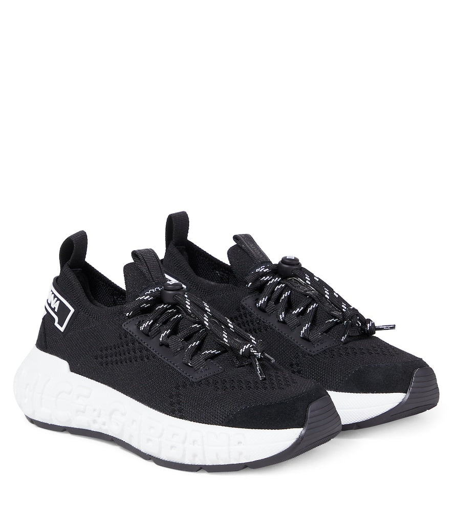 Logo leather-trimmed sneakers