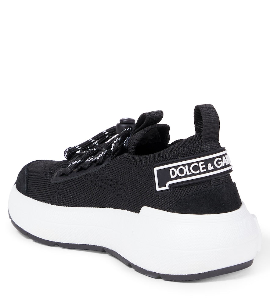 Logo leather-trimmed sneakers