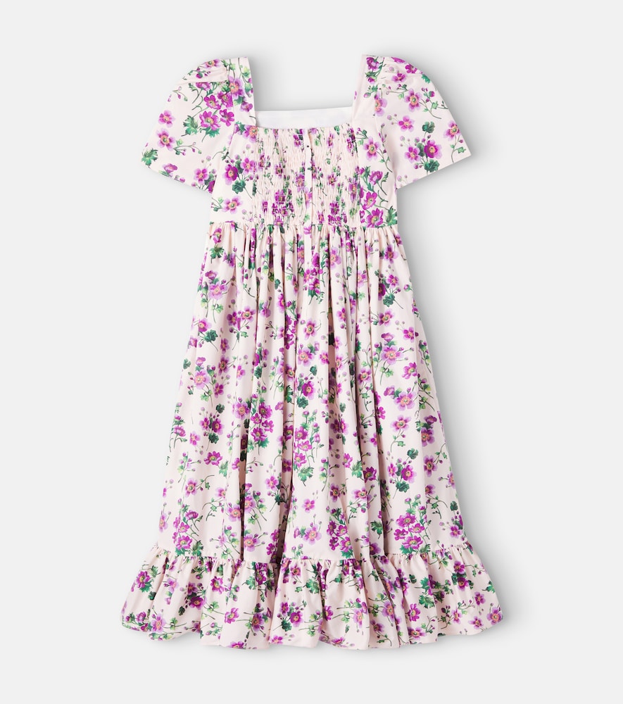Floral smocked cotton poplin dress